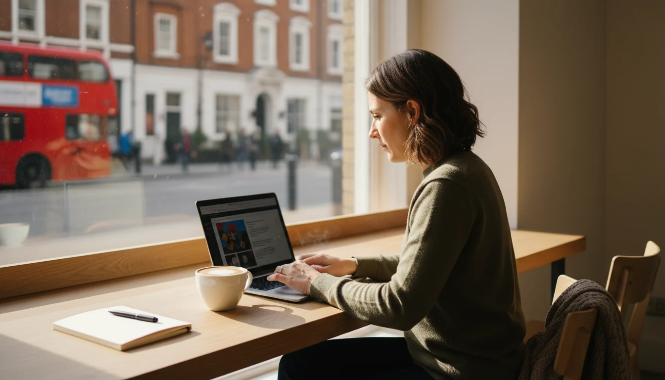 A UK freelancer preparing automated presentation slides using claude prompt templates for canva presentations.
