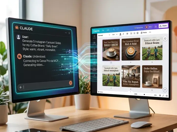 Claude AI connected to Canva Pro via Model Context Protocol MCP